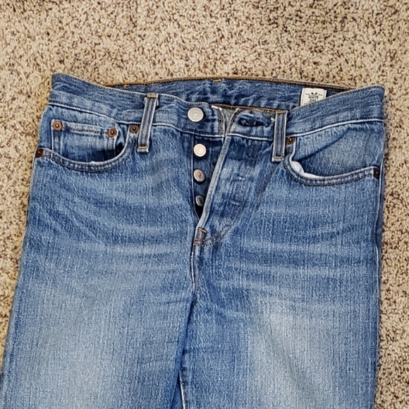 RARE NEW Levis 501 White Oak Wedgie Fit Ankle Jeans Anthropologie Crop Bohemian - Picture 8 of 12